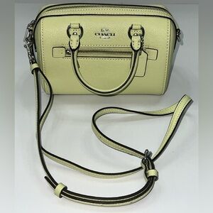 NWOT Coach Mini Rowan Crossgrain Leather Crossbody Bag in Pale Lime